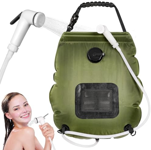 sapsisel Camping Shower Bag, 5 Gal/20L Solar Heating Camping Shower with Upgraded Hose and Shower Head,Portable Shower for Camping Hiking, Traveling (1 Pack)