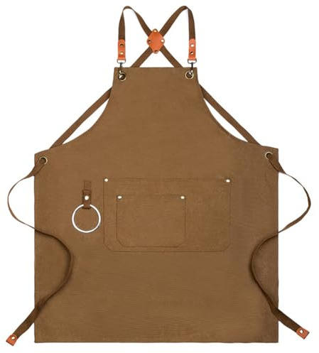 Watwass Schürze Mann Braun Hochwertig Werkzeugschürze Garten Küche Restaurant Uniformen Schürzen Damen mit Tasche