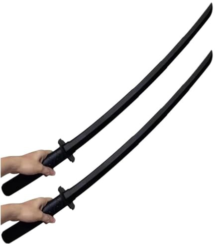 Vnnigmn Katana Samurai Retrattile Giocattolo Spada Stampato 3D Giocattolo Katana Divertente Regalo Cosplay per Bambini e Adulti (2 pezzi) Nero