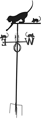 XHTLLO Wetterfahne Katze Und Maus, Schmiedeeiserner Windrichtungsanzeiger Für Die Gartendekoration, Langlebig
