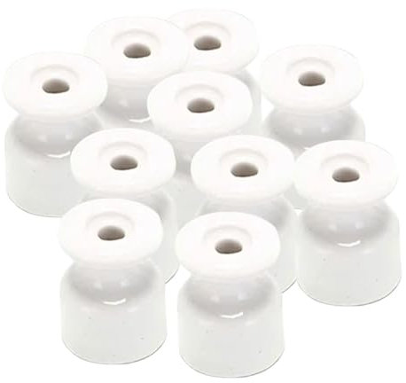 Oshhni 10 Pezzi Isolatori in Porcellana Accessori Elettrici Facili da Installare, Isolatori in Ceramica Piccoli per Fissaggio Cavi, Cablaggio a Parete, BIANCO