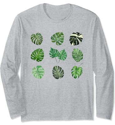 Boho Monstera Deliciosa Plant Swiss Cheese Indoor Plant Long Sleeve T-Shirt