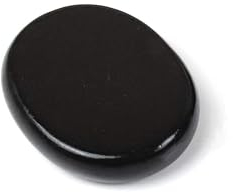 Pierre à disque en tourmaline noire Schörl - Pierre naturelle agréable au toucher et de poche - Précision en noir