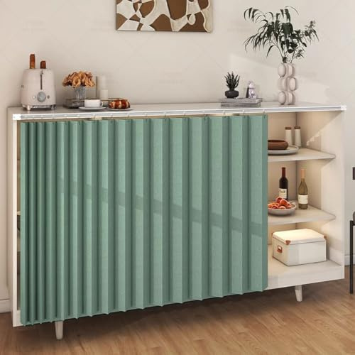 Rideaux courts pour cuisine, meuble à chaussures résistant à la poussière, salle de bain étanche, multifonctionnel, avec rails coulissants (taille : 60 x 80 cm, couleur : vert)