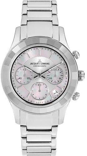 JACQUES LEMANS - Chronographen Venice - Quartz Uhrwerk - Gehäusedicke: 10.7 mm - Edelstahl - 5 ATM