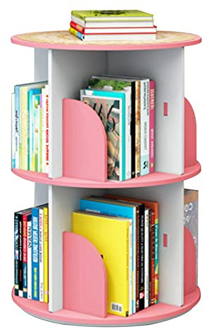 Drehbares mehrschichtiges Kinder-Bücherregal mit A4-Größe, Buch und Spielzeugaufbewahrung, Rosa (40 x 66 cm)