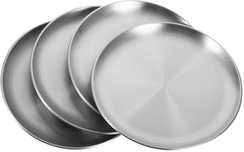 BEBEMOKO 4pezzi Teglie Per Pizza Acciaio Inossidabile Antiaderente Da Pans Per Cucina e Ristoranti Resistente e Facile Da Pulire Per Cuocere e Servire Pizza