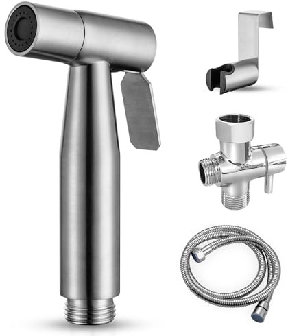 BARROCK Bidet Sprayer for Toilet, Handheld Jet Spray for Existing Toilets with Bidet Hose, Adjustable Water Pressure Muslim Shower, Stainless Steel Cloth Diaper/Feminine Wash Sprayer