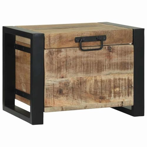 vidaXL Baule di Stoccaggio Rustico in Legno Massello di Mango con Maniglia D Pull Finitura Naturale Dimensioni Compatte 40X30X30Cm Ampio Spazio per L'Organizzazione del Soggiorno o della Camera da Le