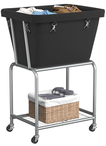 ELYKEN Rolling Laundry Hamper with Wheels, Removable Bag, Laundry Cart