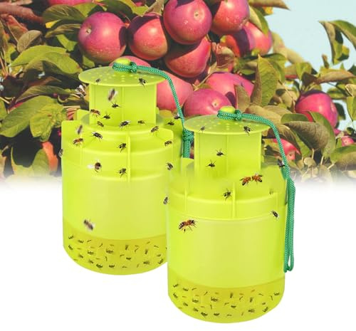 NEXSTRON Wasp Trap 2 Pack Waterproof, Yellow Jacket Traps Reusable, Effective Bee and Wasp Nest Killer traps for Outdoor-Indoor, Easy to Clean Hanging Bee Trap for Garden Outdoor Courtyard, Green