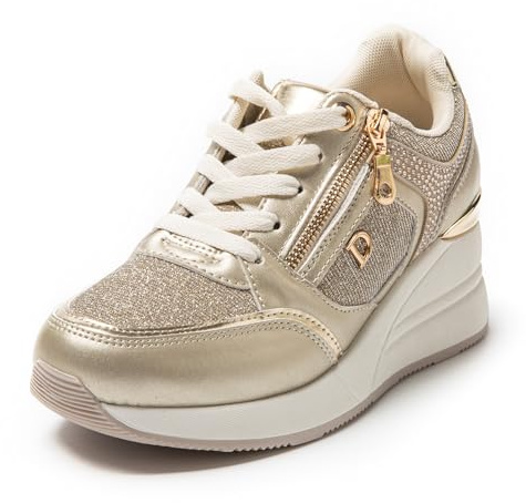 JOMIX Chaussures Femme avec Fermeture Éclair Basket Compensé Sneakers Décontracté Légère et Confortable