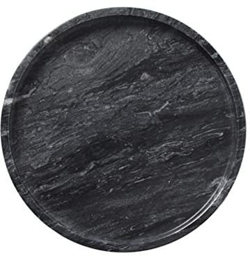 MUELODSIC Plateau En Marbre Naturel Noir 20cm Assiette à Dessert Et Rangement Pour Collations Facile à Nettoyer Décoration Pique-niques Assiette à Bijoux Design Moderne