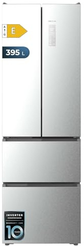 Cecotec Frigorifero Americano Porta Francese 395L Total No Frost Bolero CoolMarket Combi F2D 395 Inox E. Altezza 201cm e 59,5cm Larghezza, MAX INSIDE con VIP tech, Cool Matrix, Basso Consumo, Inox
