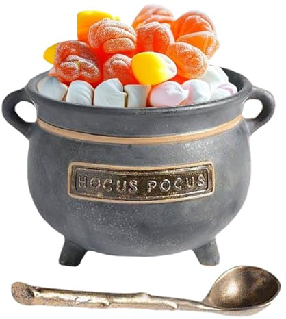 Fogukier Cuenco para aperitivos, decoración de caldero, postre de terror, contenedor de escritorio para frutas, gelatina, palomitas de maíz, chocolate, fondant