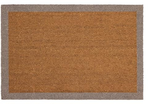 My Mat Printed Coir Border Taupe Doormat, Perfect for Indoor and Outdoor Use, Large Welcome Mat for Front Door, Entryway and Patio 60x90cm