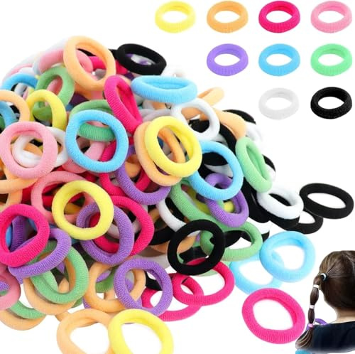300 PCS Girls Small Hair Bobbles Braid,Kids Seamless Elastic Hair Ties, Hair Bands Elastic for Toddlers Baby(Multicolor)