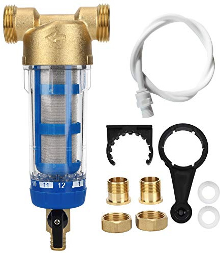 Filtre à eau à sédiments réutilisable G1 MNPT G3/4 FNPT Système de pré-filtre Indice de 50 micromètres Filtration de première étape pour purificateur d'eau dans toute la maison