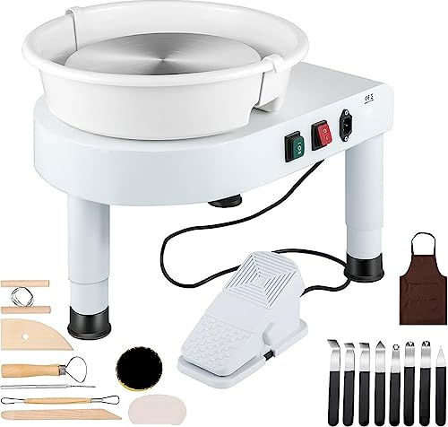 HTDRE Tornio Elettrico per Ceramica - Macchina per Modellare l'argilla con velocità Regolabile e Pedale, Resistente per Principianti e Professionisti
