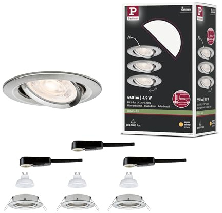 Paulmann LED Einbauleuchte Nova GU10 Flat schwenkbar 3x4,9W 3x550lm 230V 2700K Eisen gebürstet 92272
