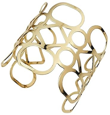 HINTRMENT Brazalete Ancho de Metal Dorado Chapado, Diseño Abierto