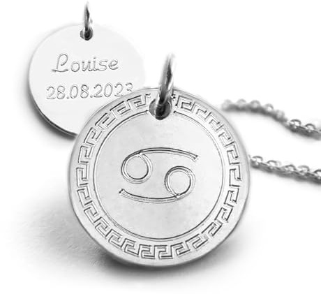 LATIGGA Sternzeichen Kette, Zodiak Anhänger mit Gravur aus 925er Silber
