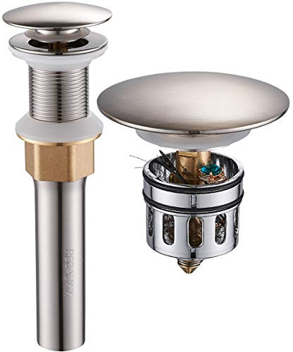 REGALMIX Bathroom Sink Drain, Vessel Sink Pop Up Drain,Built-in Anti-Clogging Strainer, Sink Drain Assembly Without Overflow Brushed Nickel,(1-1/2 to 1-3/4) RWF082B