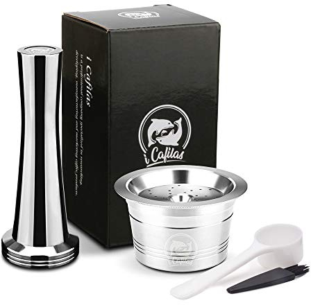 i Cafilas Capsules De Café Rechargeables En Acier Inoxydable, Dosettes De Café Réutilisables Pour K fee/Starbucks Verismo/CBTL/Tchibo Cafissimo Machines (Capsule + Tampon à Café)