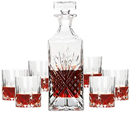 LSRRYD Service à whisky avec carafe et 6 verres en cristal sans plomb 800 ml/200 ml