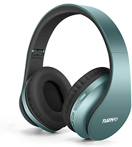 TUINYO Bluetooth Headphones, Wireless Headphones Over Ear with Microphone, Foldable & Lightweight Stereo Wireless Headset for Travel Work TV PC Cellphone …