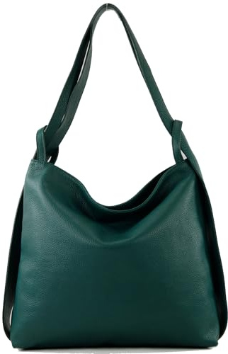 modamoda de - T192 - ital. Zaino da donna 2in1 in pelle, Colore:benzina