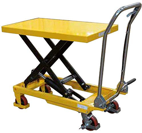 Piattaforma elevatrice a pantografo semplice manuale carrello con piano di sollevamento fisso elevatore a forbice mm.815x500 h.max.880 tavolo sollevatore Kg.300 NP30F