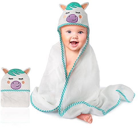 Ecomky Asciugamano Accappatoio Neonato con Cappuccio, 100% Cotone Regalo Infanzia Bambini Ragazze Raggazzi 1,2,3,4 e 5 anni Unisex Grande 90X90 cm Morbido assorbente Progettato in Spagna 0-5 anni