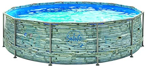 poolomio Metal Frame Swing Pools in Steinoptik 3,66m x 0,91m