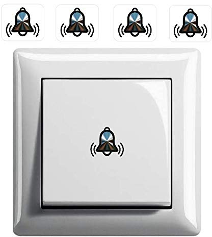 Generisch 4 Stück Glocke/Klingel Symbol Aufkleber, Schalteraufkleber (R75/1) T (3,5 x 3,5 cm)