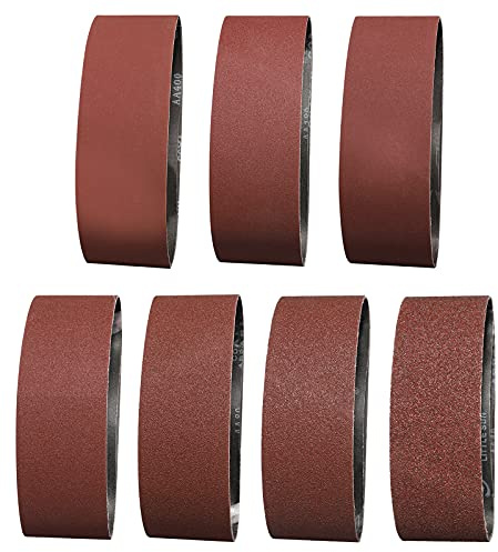 Sruhrak Schleifband 75X610mm- 14 Stück Bandschleifer Schleifbänder, je 2 Stück Körnungen 40/60/80/120/180/240/400 Schleifband-Set, zum Schleifen, Feilen, Schärfen und Entrosten