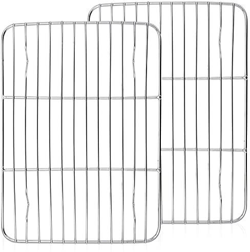 Joyfair Lot de 2 petites grilles de refroidissement en acier inoxydable pour rôtir, griller, cuire et sécher pour gâteau/pizza/viande, passe au lave-vaisselle, 26 x 20 cm