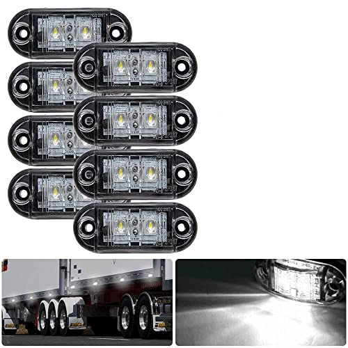 Jutta 4/8/12 Stück Seitenmarkierungsleuchten, 12/24 V IP65 Weiße LED-Seitenmarkierungsleuchten Universal für LKW, Anhänger, Van, Wohnwagen, LKW, Auto, Bus, Boot (8)