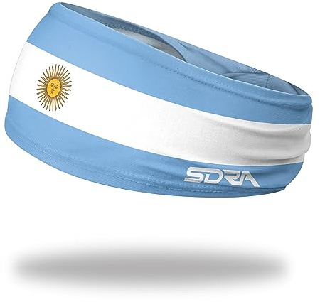 Suddora Country Flag Headbands, Wide Headbands with Argentina National Flag, Tapered Style Boho Headbands for National Sports Events, Non-Slip Fabric Sweatband for Soccer, Tennis, Workout, Costume