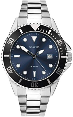 Sekonda Men's Sports Quartz Watch Analogue Display, Blue Dial and Stainless Steel Bracelet 1926