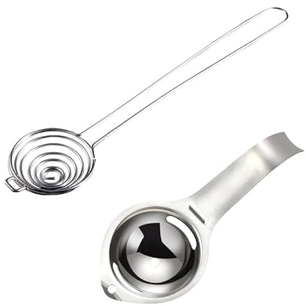 Maotrade Separador de Huevo 2 Piezas 304 Acero Inoxidable Separador de Yemas de Huevos Filtro de Huevo Herramienta para hornear