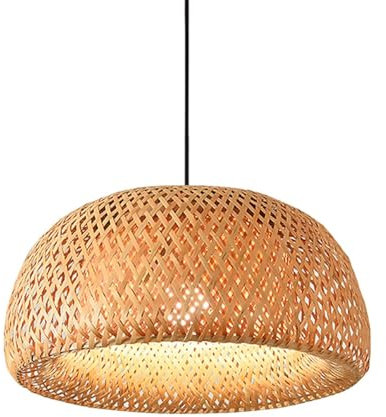 BARCELONA LED - Lámpara colgante de mimbre Hanna. Estilo Boho Rústica – Pantalla artesanal natural, Cable ajustable de Negro – Lámpara colgante para isla cocina, dormitorio, comedor o salón
