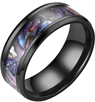 8MM Stainless Steel Rainbow Color Sandblasted Rings Wedding Band Rings For Women Rings For Men Frosted Rings Geometry Rings Size 6 To 13 Pansy Ring (#B-Multicolor, 6)