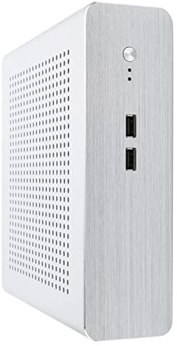 Bewinner Mini ITX Gaming PC Case, G60S HTPC Chassis Full Aluminum DC‑ATX Power Supply Computer Case for Mini-ITX 170x170mm, Free Placement(USB2.0 Silver)