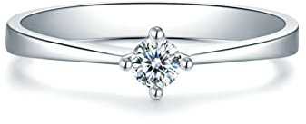 Platin Ring Damen, Eheringe Freundschaftsringe mit 0.1ct Rund Diamant Ring Größe 65 (20.7)