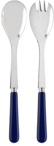 SABRE PARIS - Lot de 2 Couverts à Salade 26 cm - Pop - Acier Inoxydable & Acrylique - Passe au lave-vaisselle - Bleu Marine