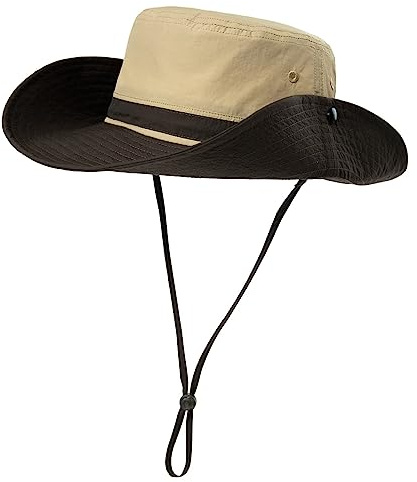 Comhats Herren Sonnenhut mit UV-Schutz, Outdoor Fischerhut, faltbar, Damen Wanderhut, Unisex Buschhut, Sommerhut, Hiking, breiter 50+ Boonie, Gartenhut, Tropenhut, wasserdicht Beige M/L