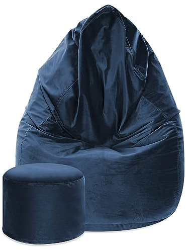 DreamRoots Sitzsack Kinder Samt 70x70x105 mit Hocker, Galactica