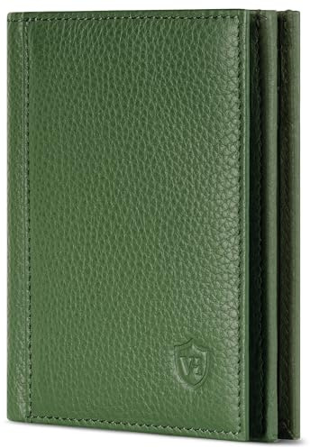 VON HEESEN® Leder Geldbörse mit Münzfach & RFID Schutz Herren & Damen - Echtleder Geldbeutel für Männer & Frauen - Portemonnaie Brieftasche Wallet Portmonee (Grün)