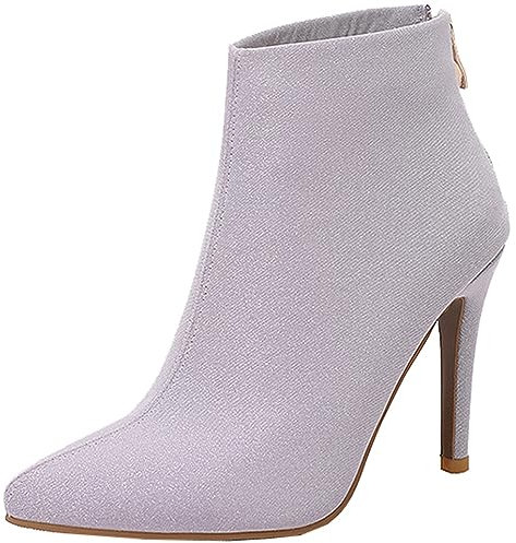 CUTEHEELS Stivaletti da donna eleganti con punta a punta e tacchi a spillo, Lilla, 35 EU